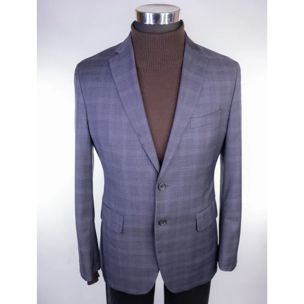 BANANA REPUBLIC Blazer Sport Coat 2 Button Casual Jacket Sz 38S 100% Wool Plaid